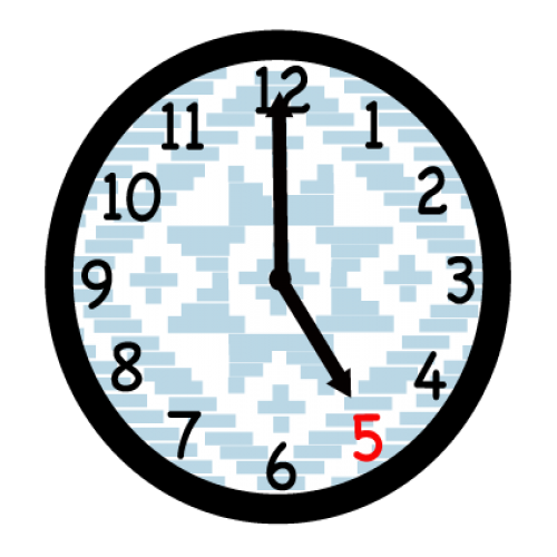 What time is it? Five o'clock phrase image