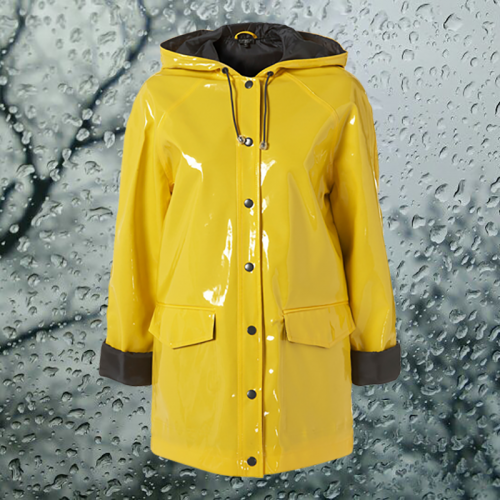 What are you wearing? rain coat phrase image