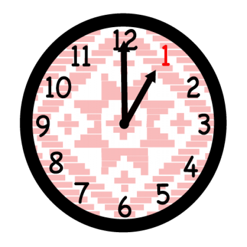 What time is it? One o'clock. phrase image