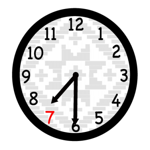 What time is it? seven thirty phrase image