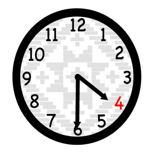 What time is it? Four thirty. phrase image